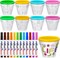28-Piece Spring DIY Flower Pot Craft Kit – Includes 16 Paint-Your-Own Flower Pots and 12 Colorful Markers, Perfect for Adult Craft Activities and Personalized Spring Décor